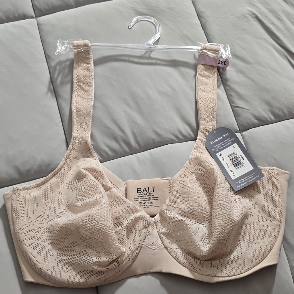 Bali Nude Lace-Detail Full Coverage Underwire Bra
